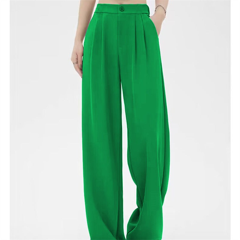 Women's Loose Flowy Trousers – Elegant High-Waisted Pleated
