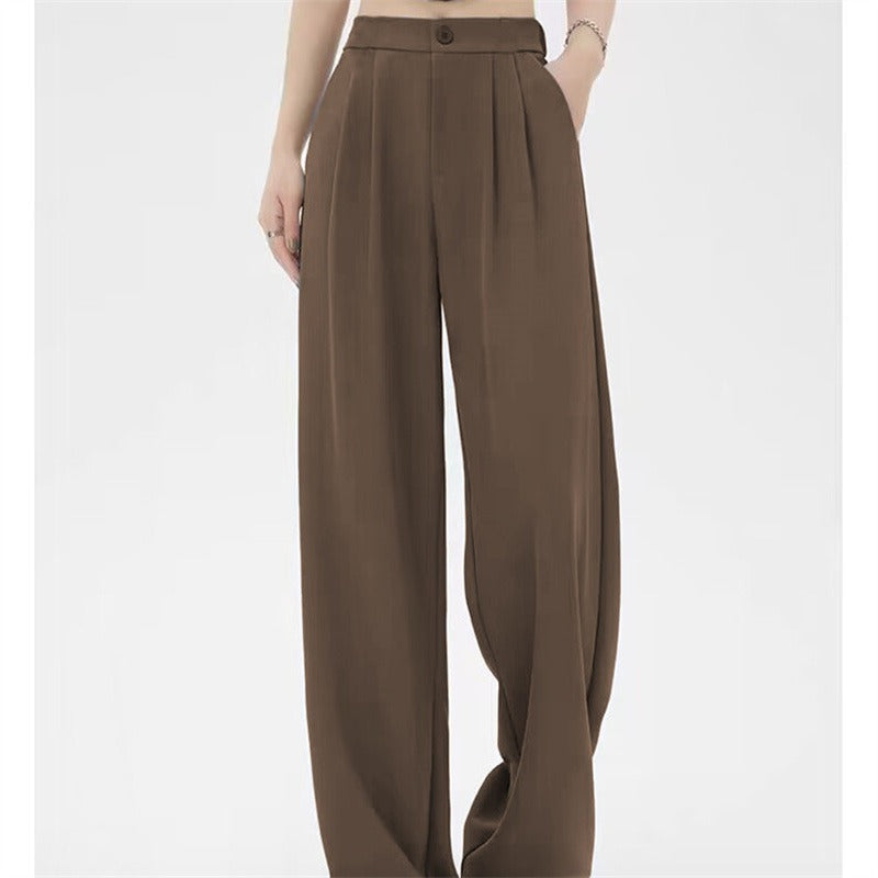 Women's Loose Flowy Trousers – Elegant High-Waisted Pleated