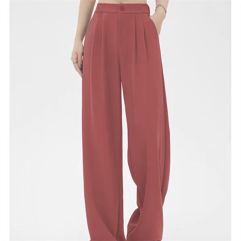 Women's Loose Flowy Trousers – Elegant High-Waisted Pleated
