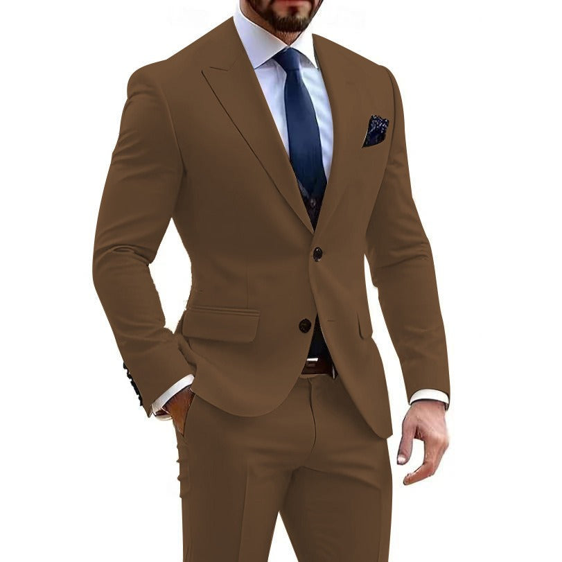 Men's Two-Piece Suit in Blended Cotton – Elegant Slim Fit