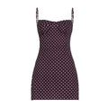 Women's Short Fitted Dress with Polka Dots – Heart Neckline and Lightweight Stretch Fabric