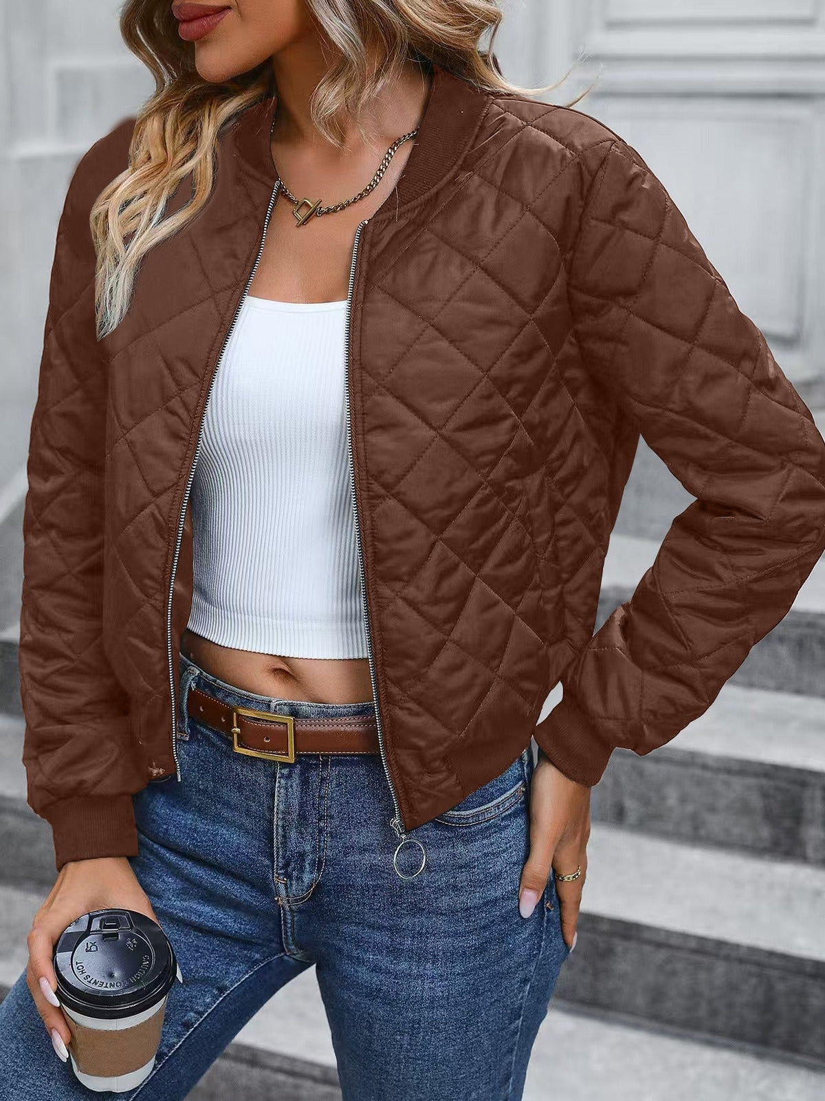 Women's Slim Quilted Jacket – Short Bomber Cut