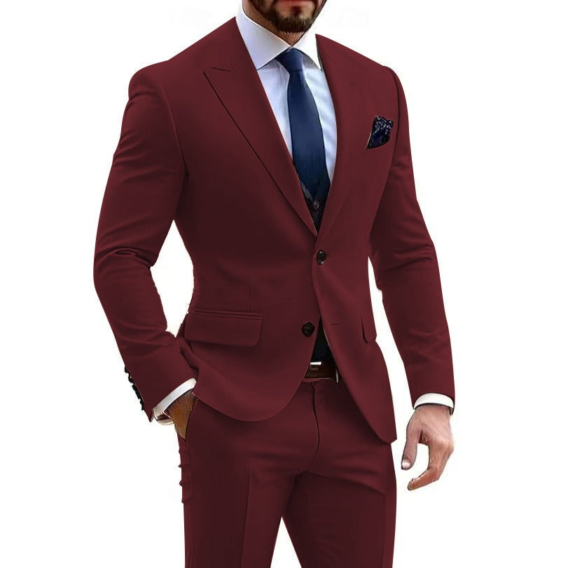 Men's Two-Piece Suit in Blended Cotton – Elegant Slim Fit