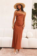 Women's Satin Knitted Backless Dress – Cross Neckline