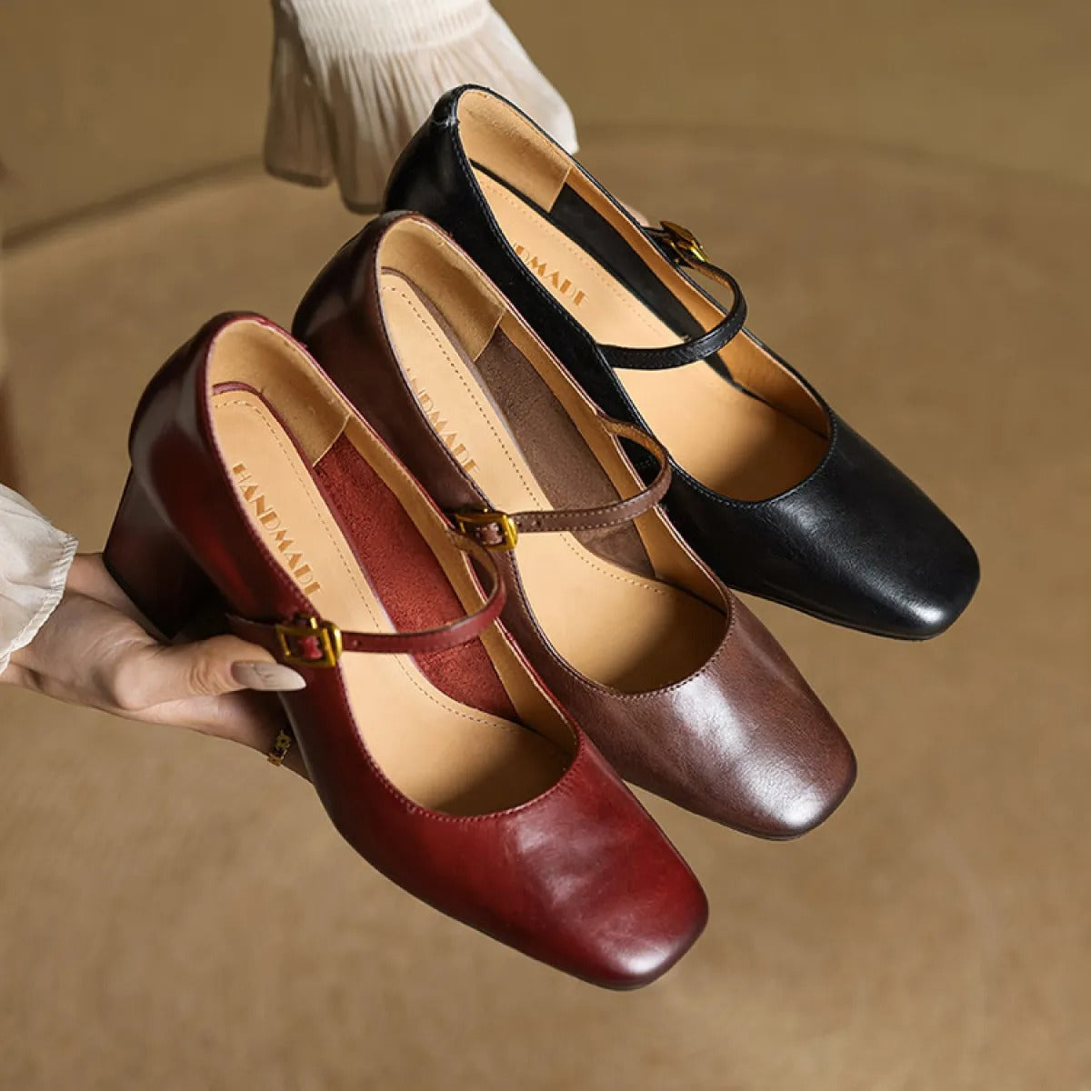 Women's Genuine Leather Pumps – Soft Upper with Block Heel