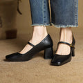Women's Genuine Leather Pumps – Soft Upper with Block Heel