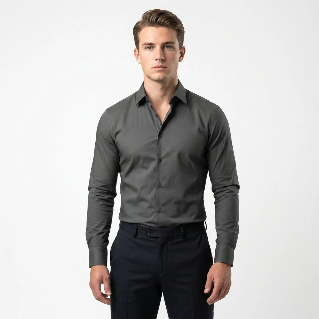 Classic Men's Shirt – Long Sleeves with Turn-Down Collar