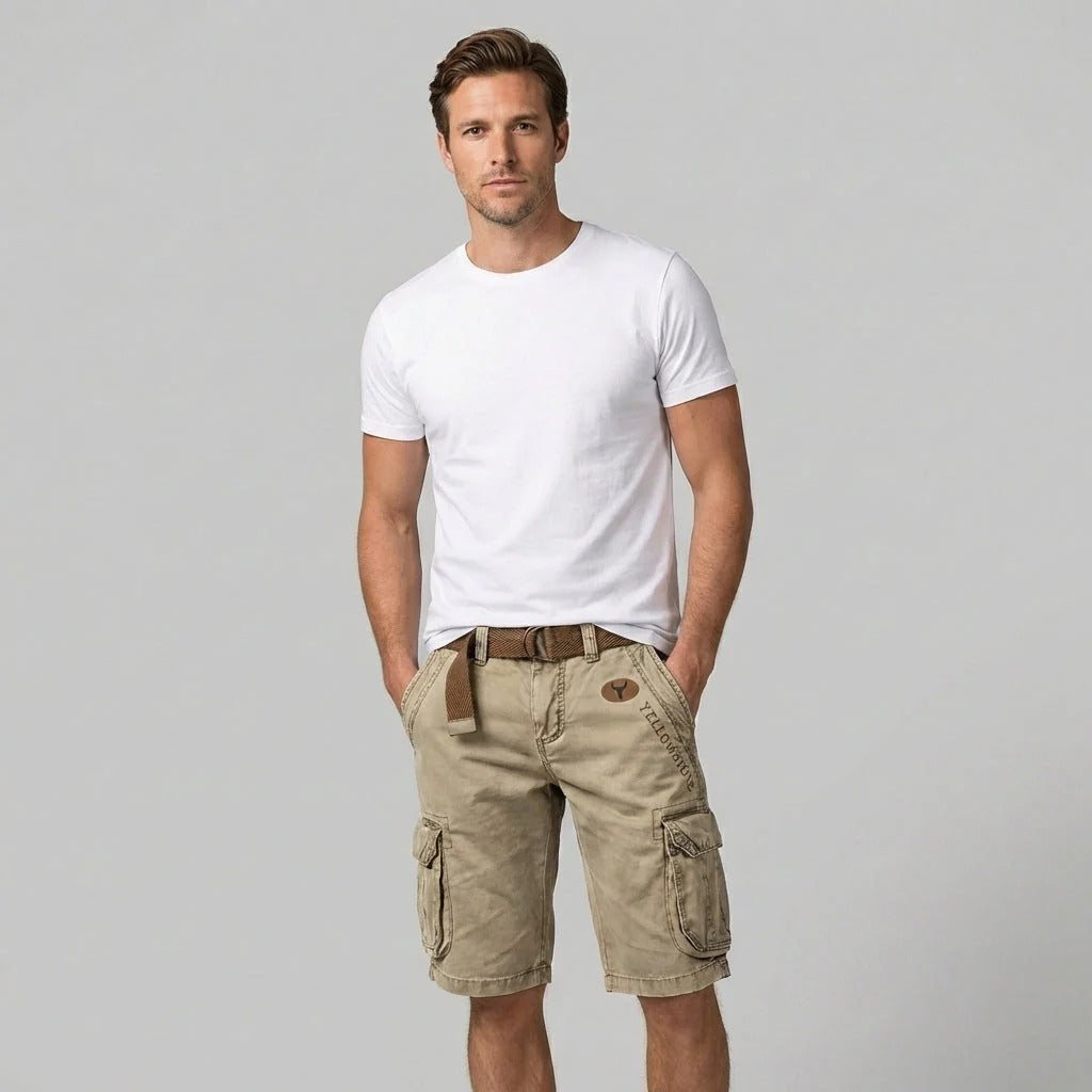 Men's Cotton Shorts – Knee-Length Cut Functional Cargo Style