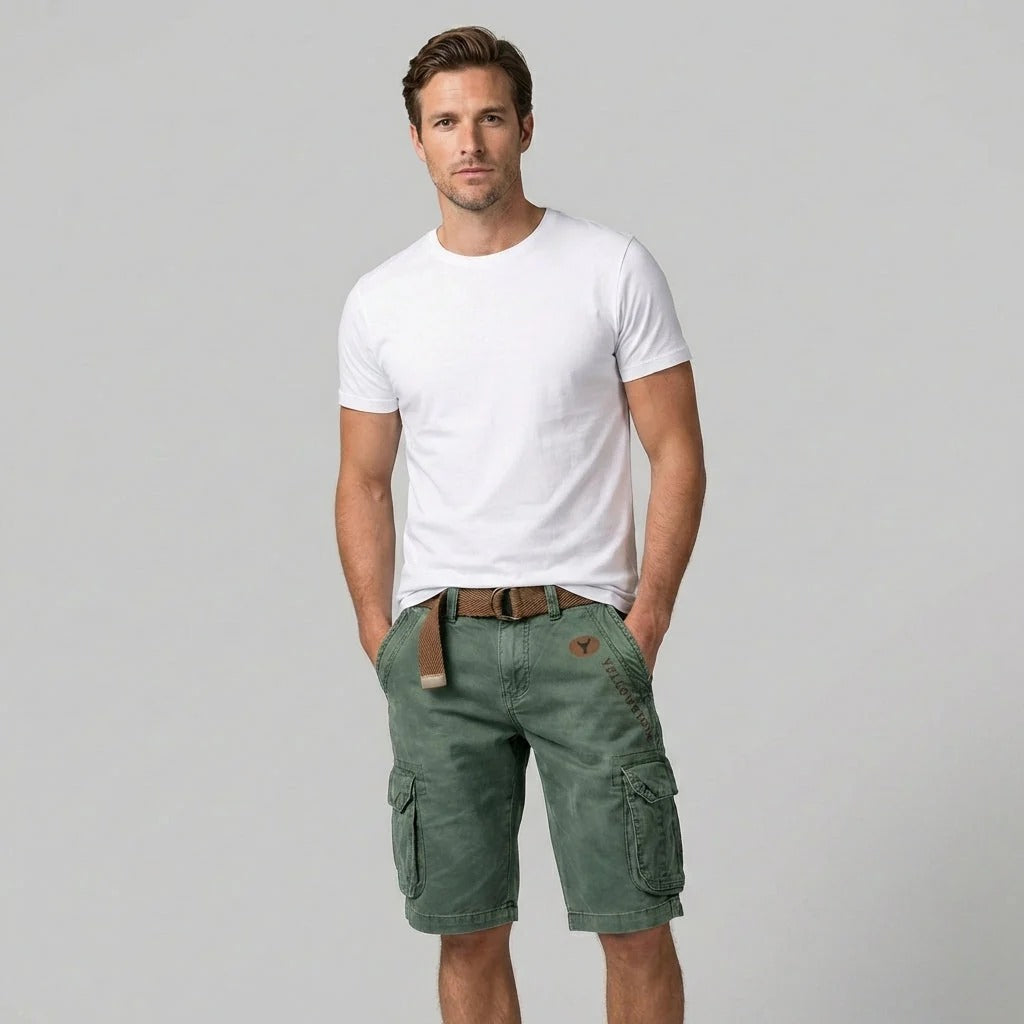 Men's Cotton Shorts – Knee-Length Cut Functional Cargo Style