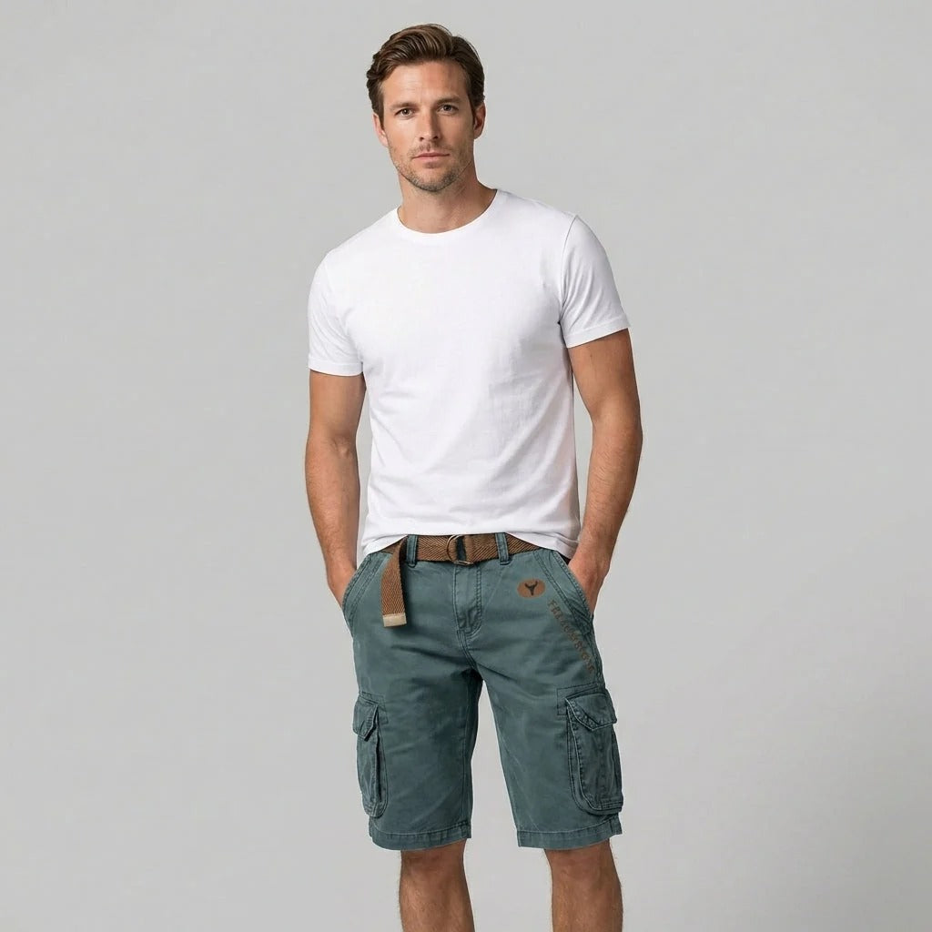 Men's Cotton Shorts – Knee-Length Cut Functional Cargo Style