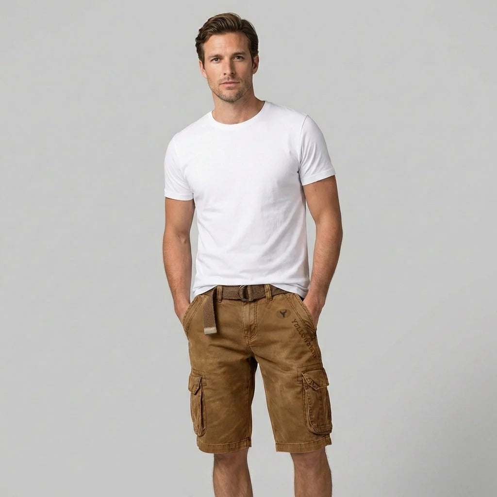 Men's Cotton Shorts – Knee-Length Cut Functional Cargo Style
