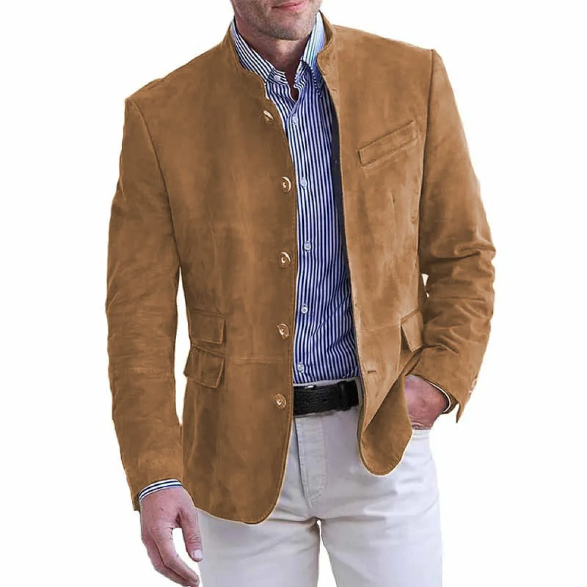 Men's Casual Blazer - Straight Collar and Soft, Relaxed Fit