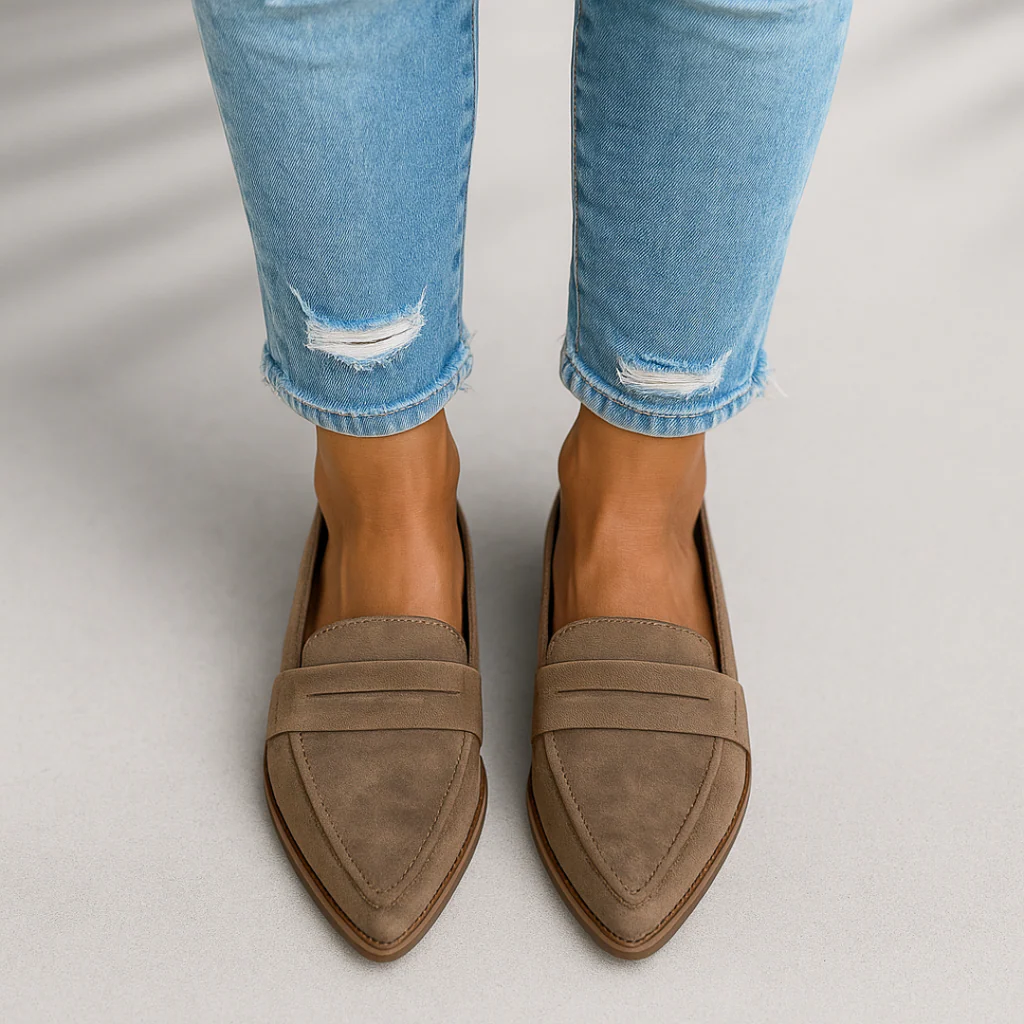 Women's pointed-toe suede loafers – orthopaedic comfort slip-on