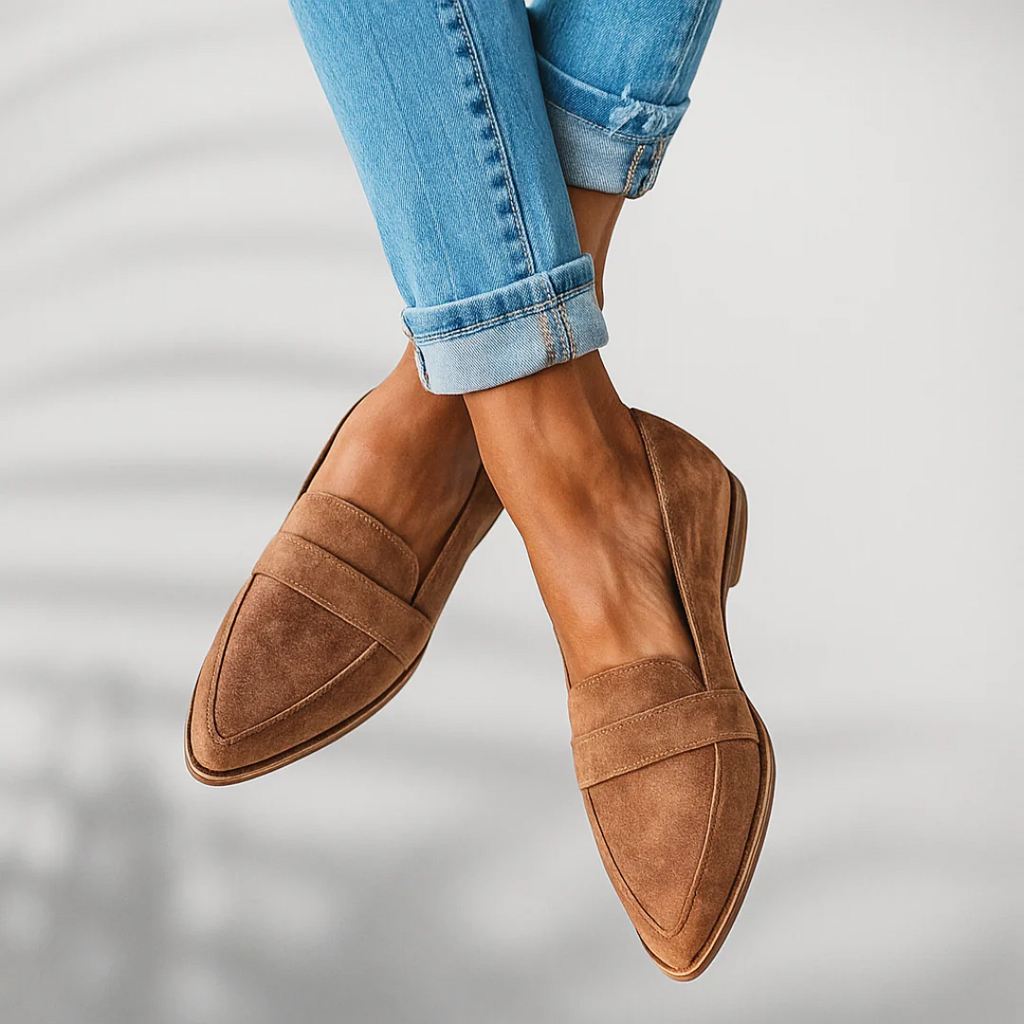 Women's pointed-toe suede loafers – orthopaedic comfort slip-on
