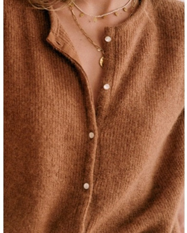 Women's Soft Knit Vest – Fuzzy Texture, Button Placket