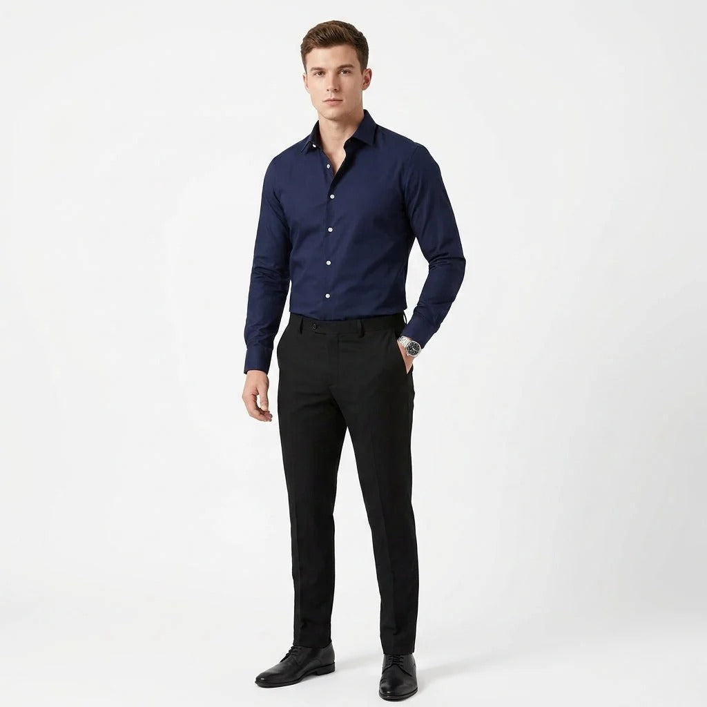 Classic Men's Shirt – Long Sleeves with Turn-Down Collar