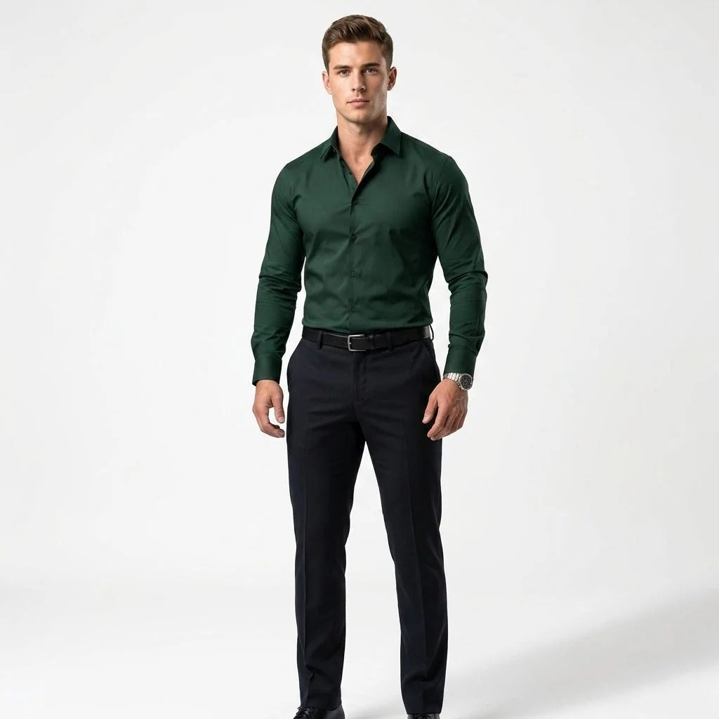 Classic Men's Shirt – Long Sleeves with Turn-Down Collar
