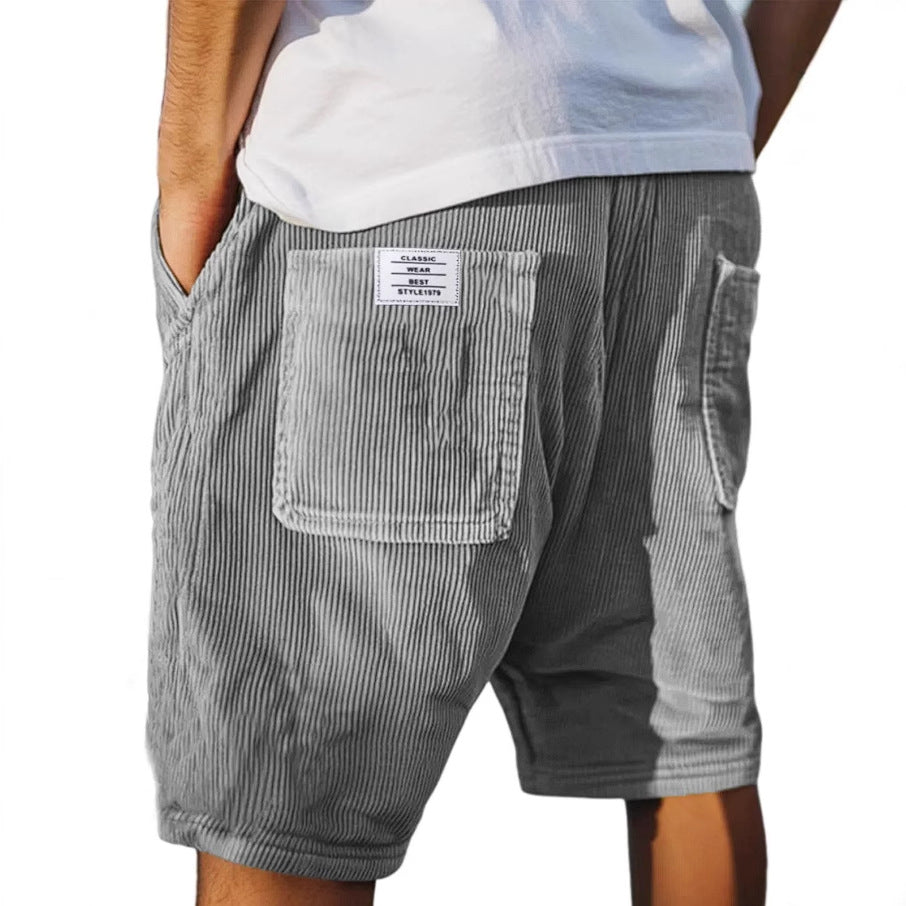 Corduroy Men's Shorts – Elastic Waist & Utility Pockets