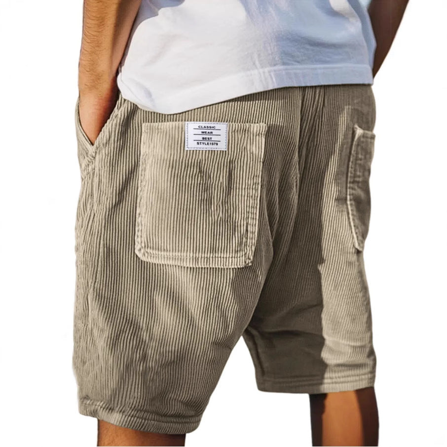 Corduroy Men's Shorts – Elastic Waist & Utility Pockets