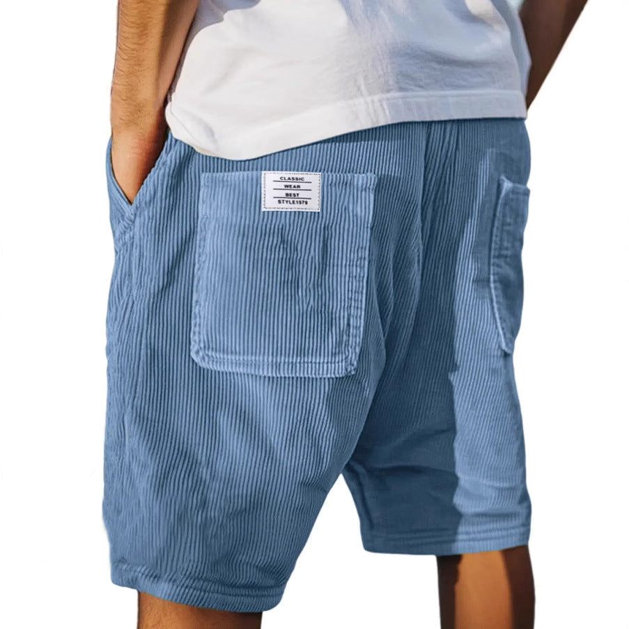 Corduroy Men's Shorts – Elastic Waist & Utility Pockets