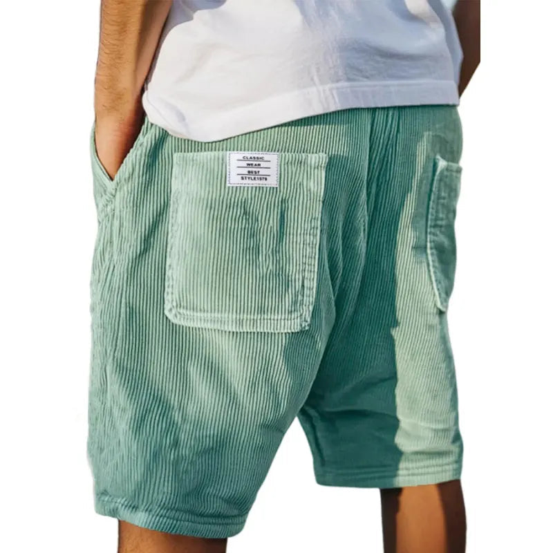 Corduroy Men's Shorts – Elastic Waist & Utility Pockets