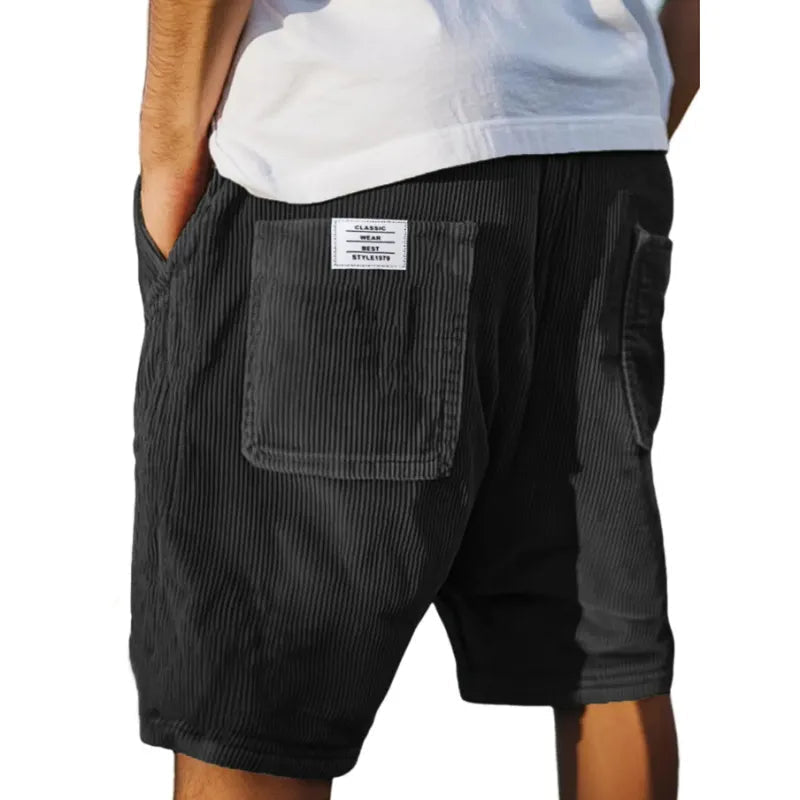 Corduroy Men's Shorts – Elastic Waist & Utility Pockets