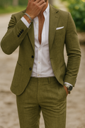 Men's Lightweight Textured Two-Piece Suit – Tailored Fit Tapered Trousers