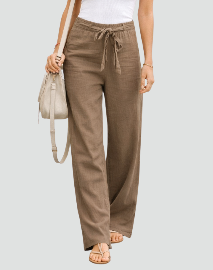 Women's Wide-Leg Pants – Elastic Waist with Drawstring, Casual Fit
