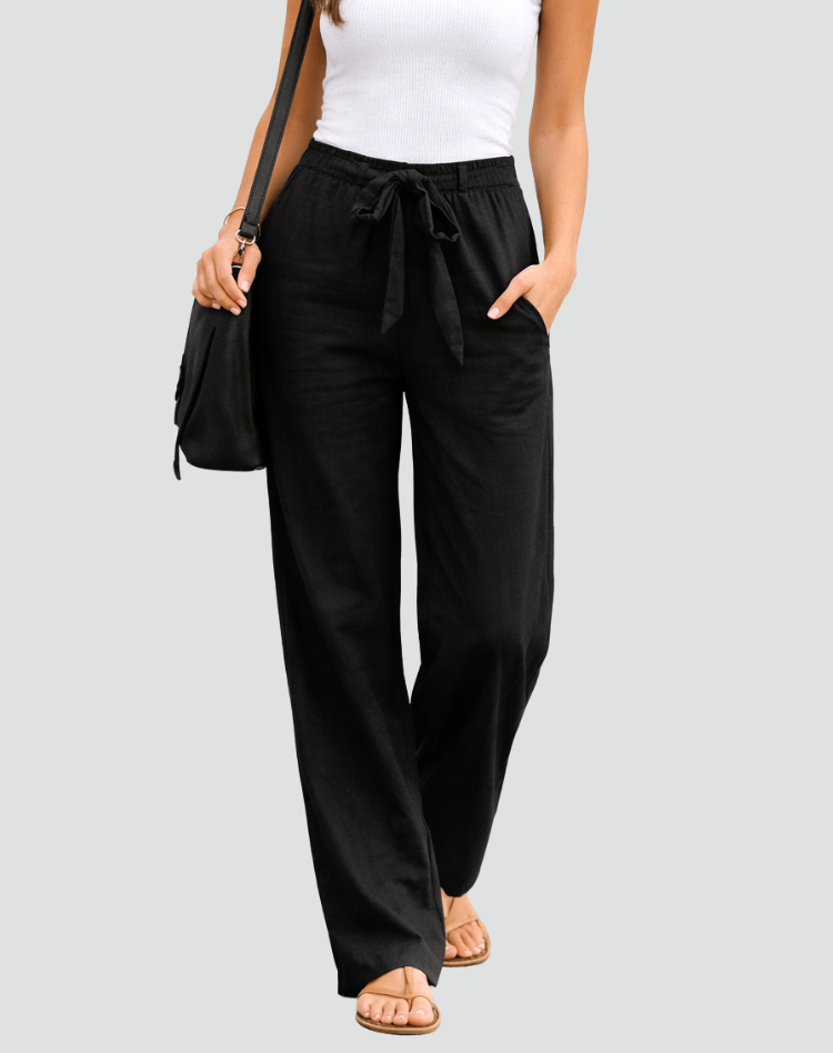 Women's Wide-Leg Pants – Elastic Waist with Drawstring, Casual Fit