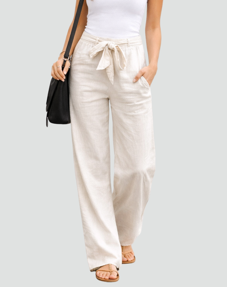Women's Wide-Leg Pants – Elastic Waist with Drawstring, Casual Fit