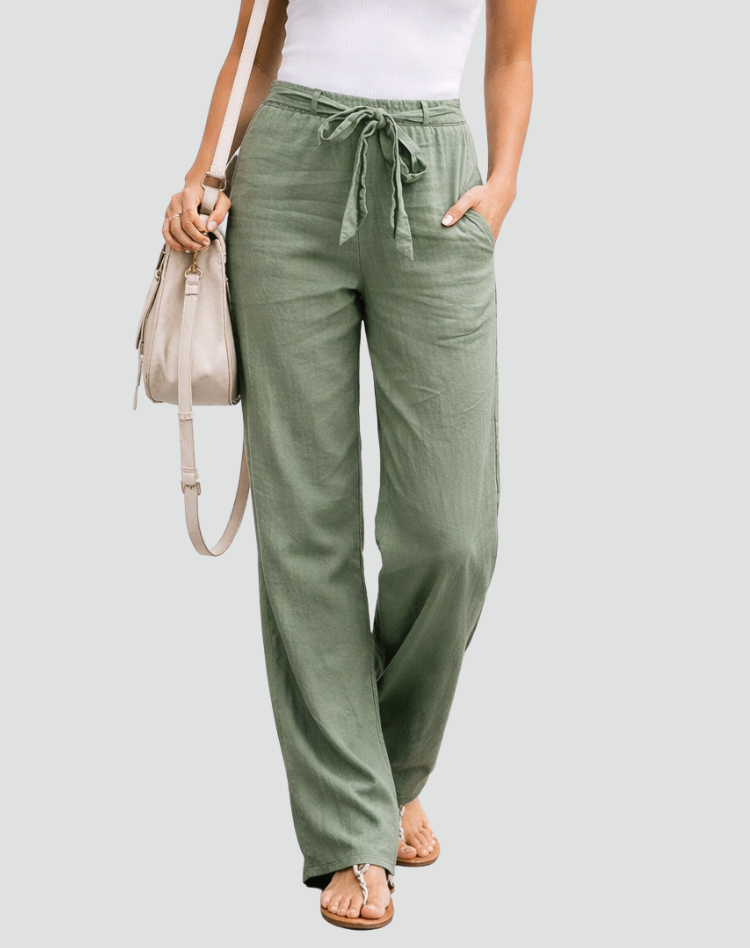 Women's Wide-Leg Pants – Elastic Waist with Drawstring, Casual Fit