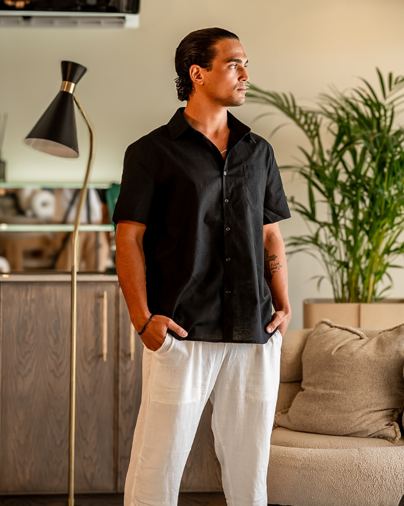 Men's Linen Shirt – Short Sleeves Casual Fit