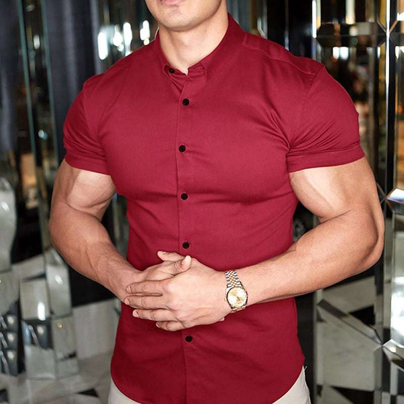 Men's Short Sleeve Slim Fit Shirt – Structured Collar
