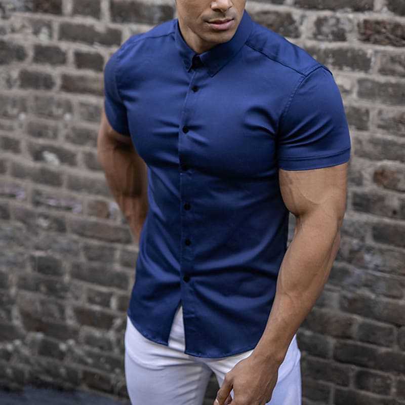 Men's Short Sleeve Slim Fit Shirt – Structured Collar