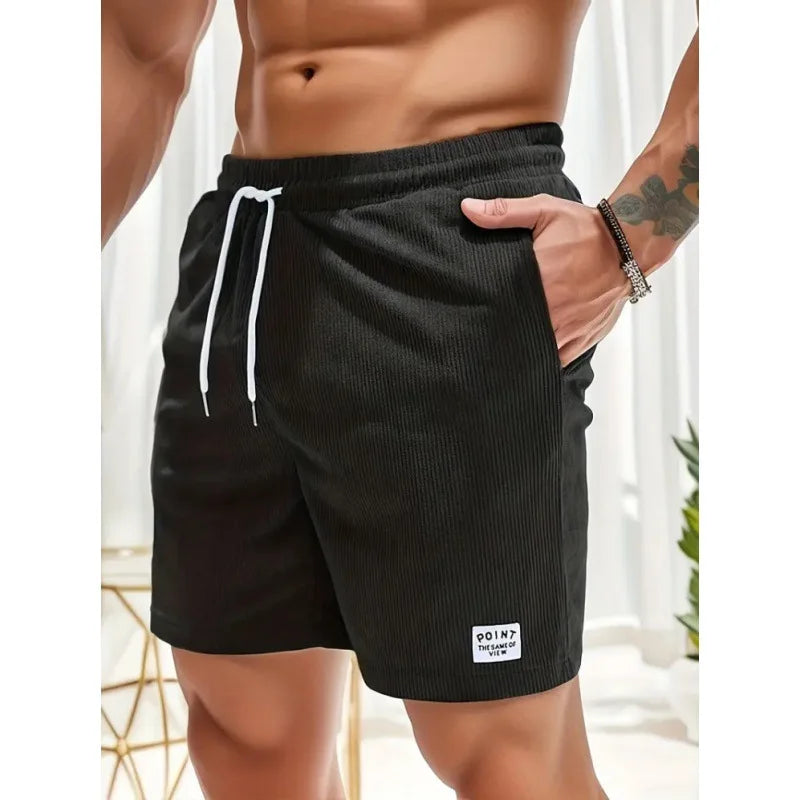 Men's Ribbed Swim Shorts – Relaxed Fit with Adjustable Drawstring