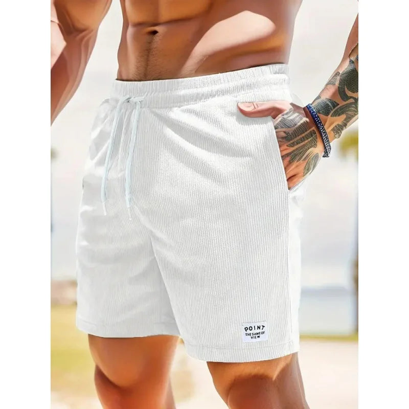 Men's Ribbed Swim Shorts – Relaxed Fit with Adjustable Drawstring