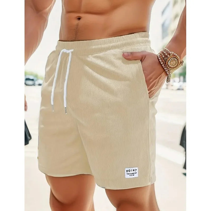 Men's Ribbed Swim Shorts – Relaxed Fit with Adjustable Drawstring