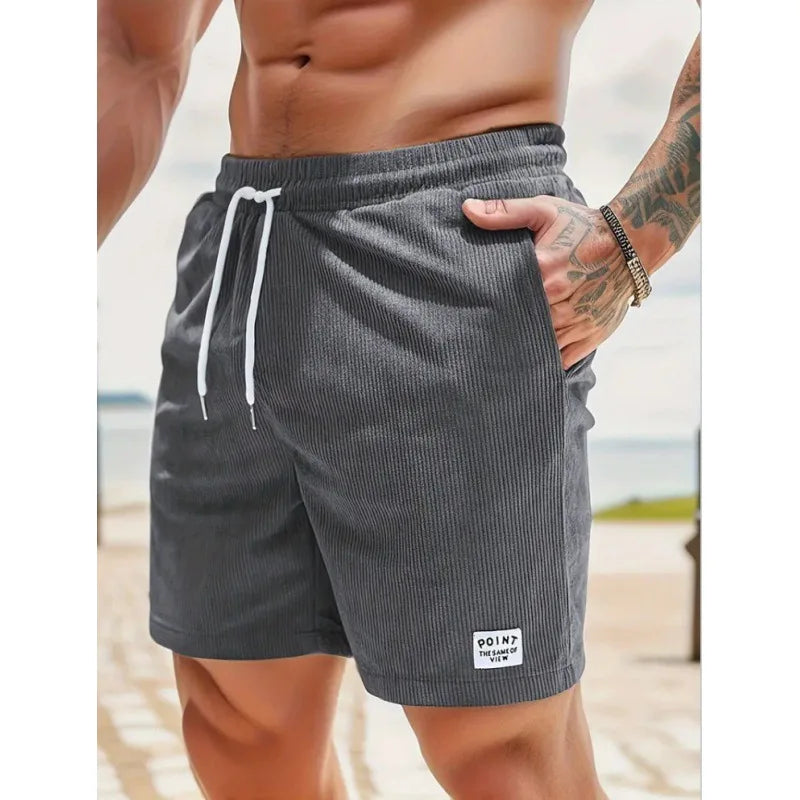 Men's Ribbed Swim Shorts – Relaxed Fit with Adjustable Drawstring