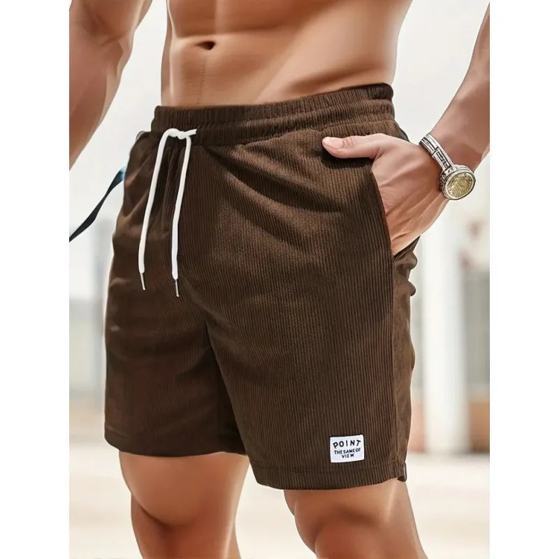 Men's Ribbed Swim Shorts – Relaxed Fit with Adjustable Drawstring