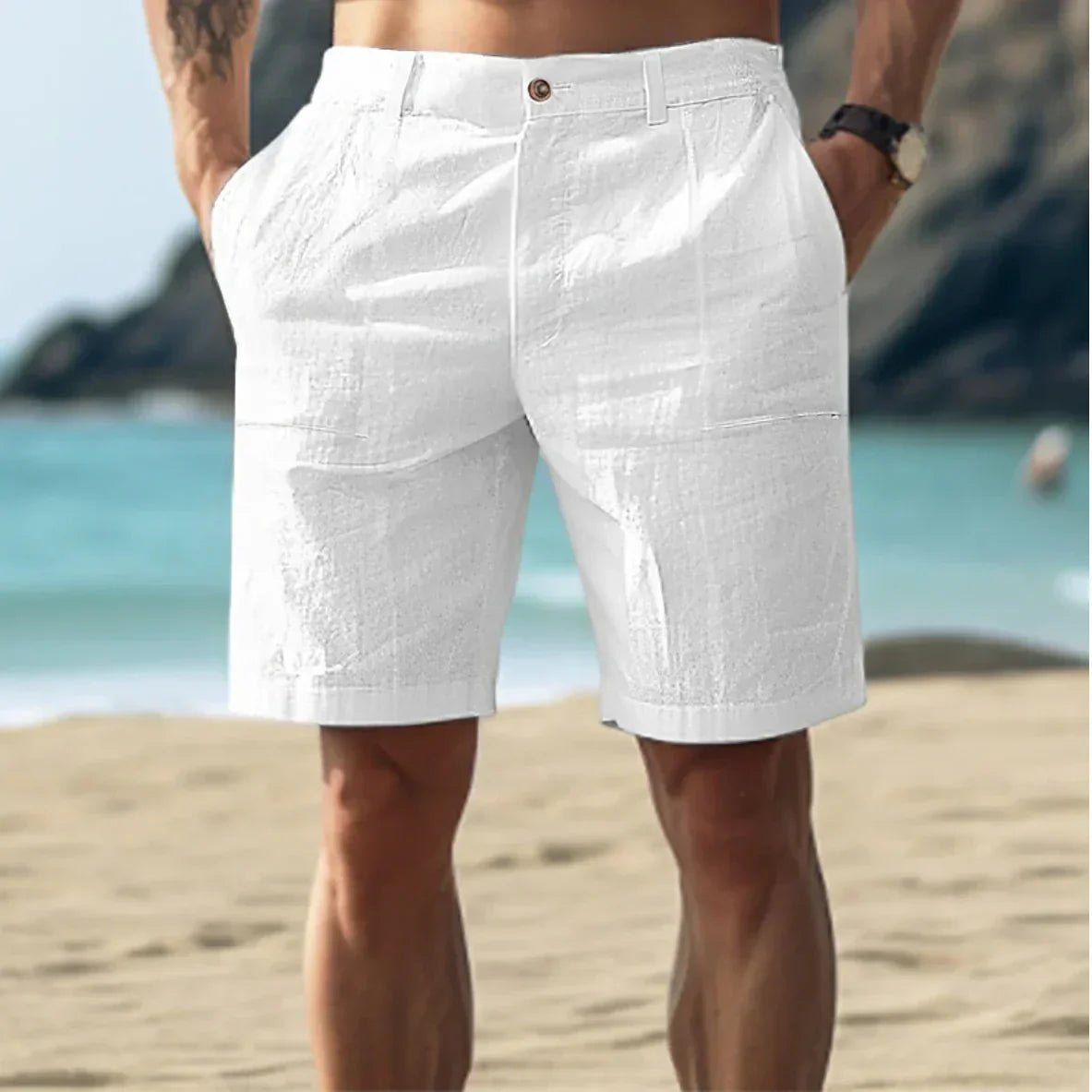 Men's Linen-Blend Shorts – Relaxed Chino Cut for Summer