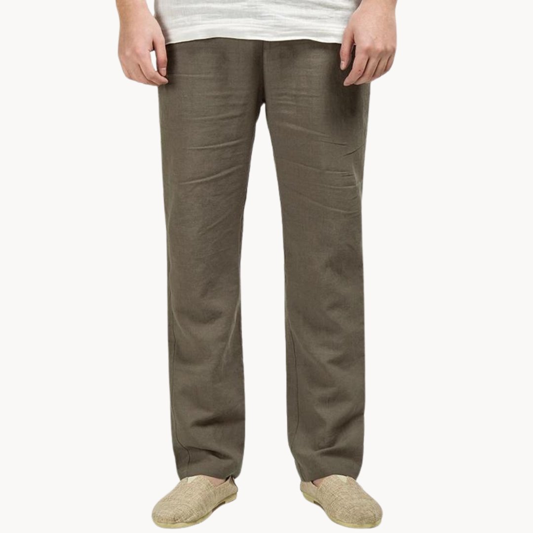 Men's Linen Trousers – Straight-Leg Relaxed Fit with Elasticated Waist