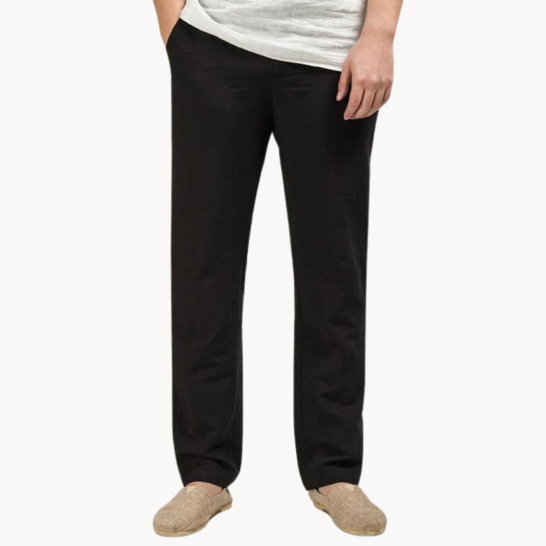 Men's Linen Trousers – Straight-Leg Relaxed Fit with Elasticated Waist