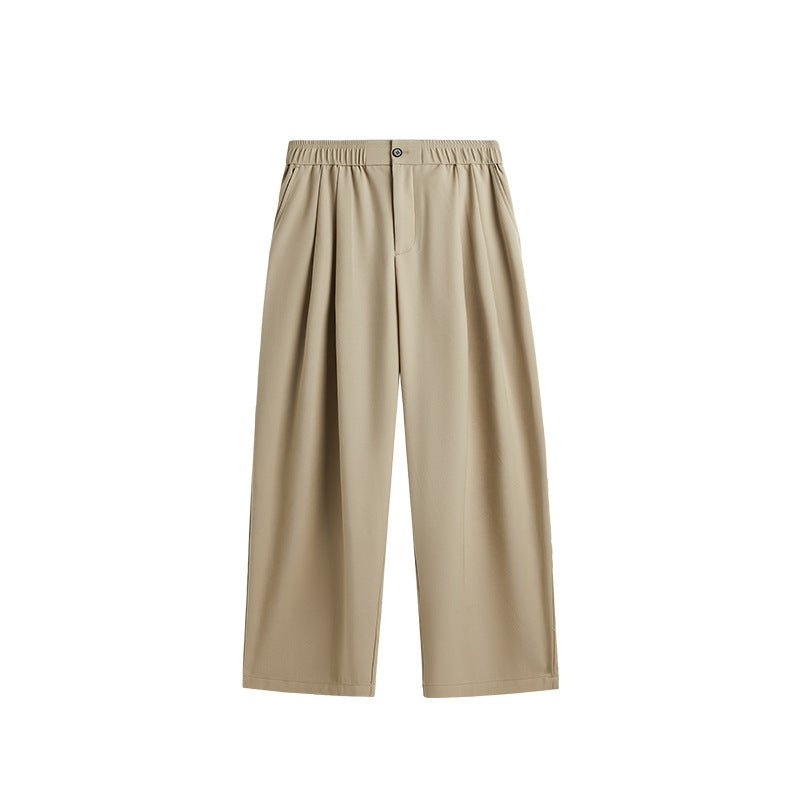 Men's Wide Leg Trousers – Relaxed Fit with Pleats and Elastic Waist
