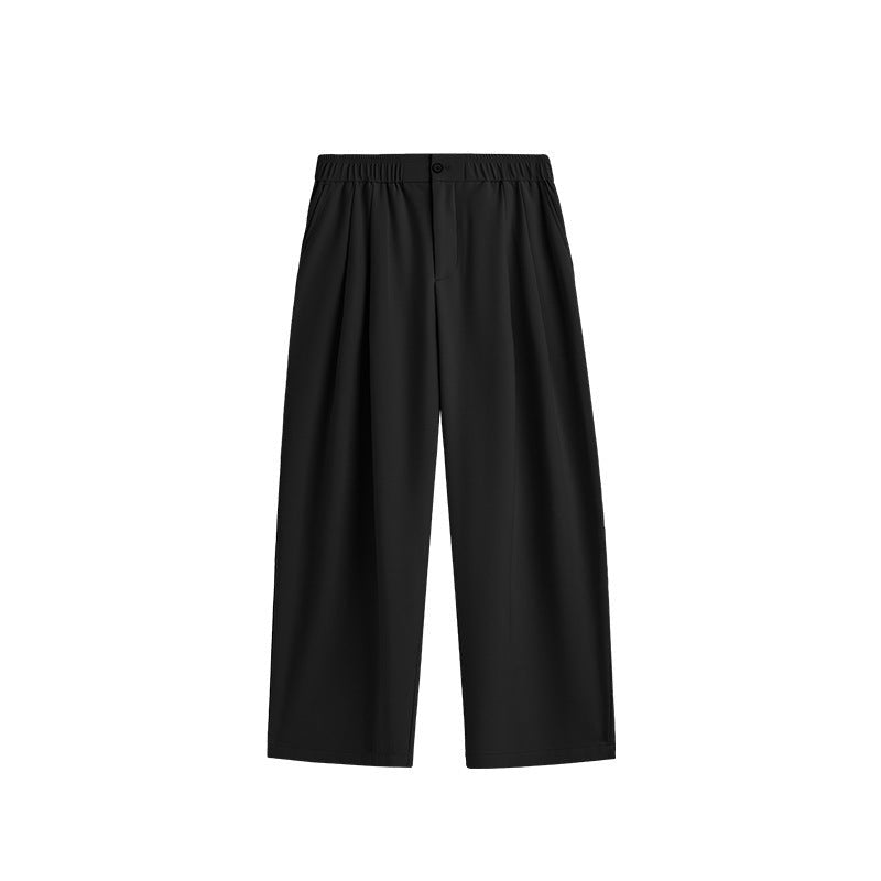 Men's Wide Leg Trousers – Relaxed Fit with Pleats and Elastic Waist
