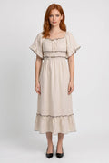 Women's Midi Dress with Ruffles – Flowing and Casual Fit