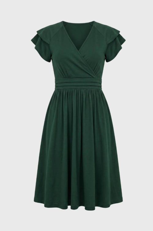 Women's Midi Wrap Dress – Butterfly Sleeves and Flattering Fit