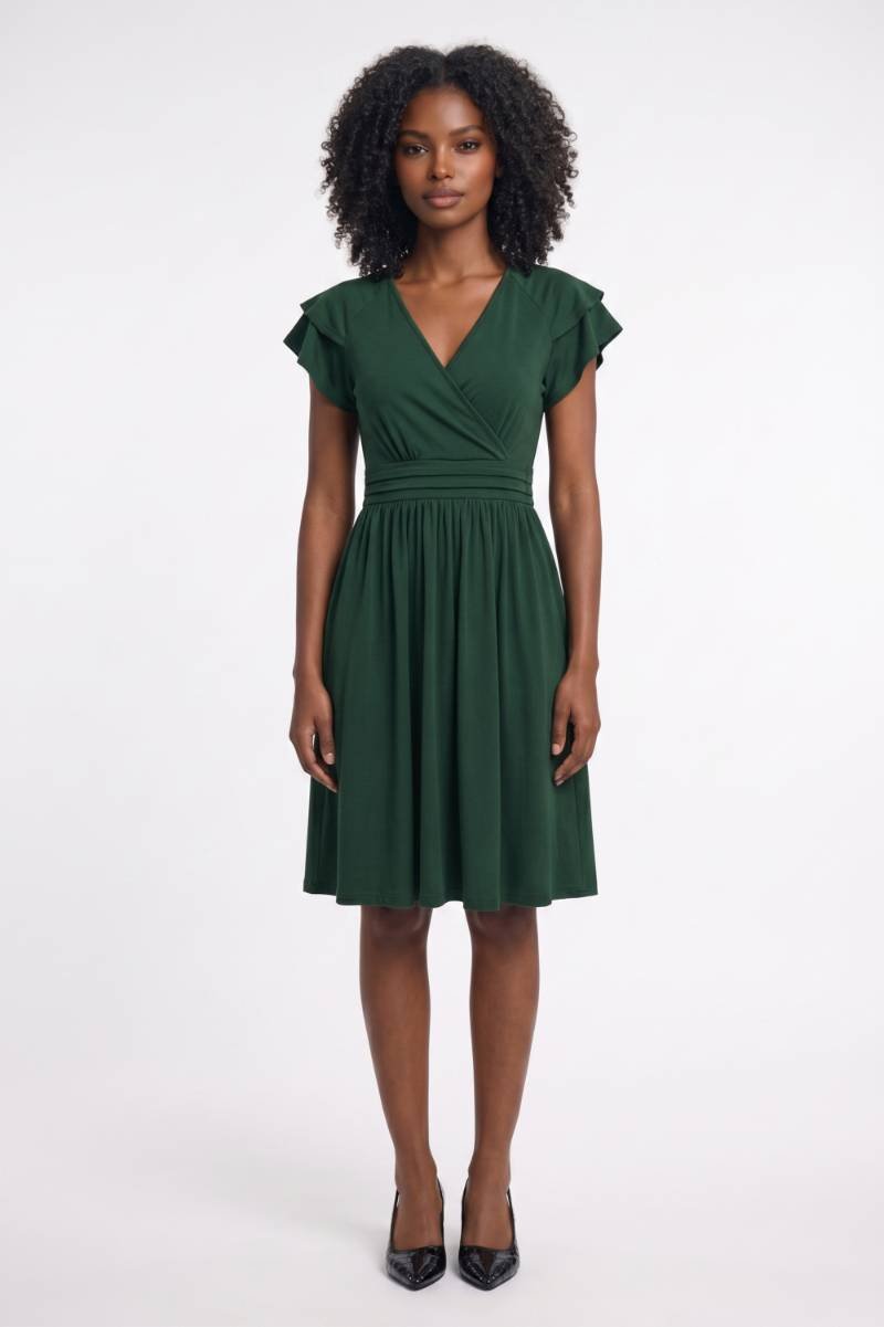 Women's Midi Wrap Dress – Butterfly Sleeves and Flattering Fit
