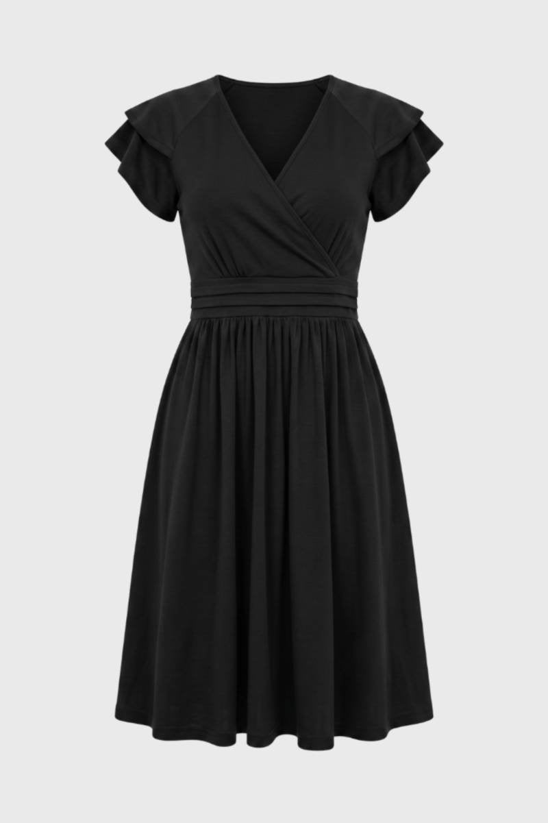 Women's Midi Wrap Dress – Butterfly Sleeves and Flattering Fit