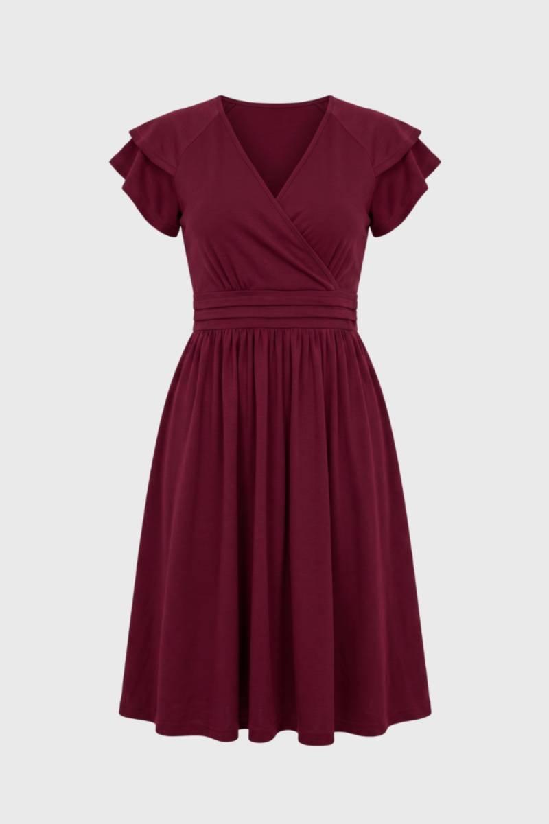 Women's Midi Wrap Dress – Butterfly Sleeves and Flattering Fit