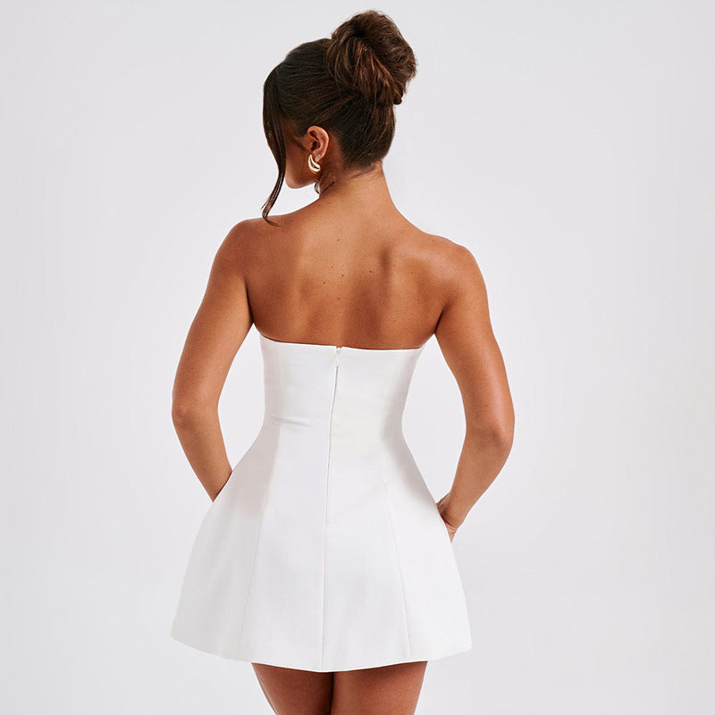 Women's Bustier Mini Dress – Structured Fit, A-Line Flared Skirt